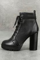Steve Madden Laurie Black Leather Lace-up Platform Booties