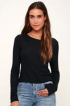Project Social T Foster Black Thermal Long Sleeve Top | Lulus