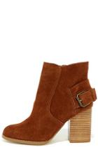Sbicca Sbicca Lorenza Cognac Suede Leather Ankle Booties