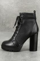 Steve Madden Laurie Black Leather Lace-up Platform Booties | Lulus