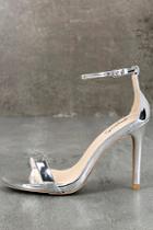 Qupid All-star Cast Silver Patent Ankle Strap Heels