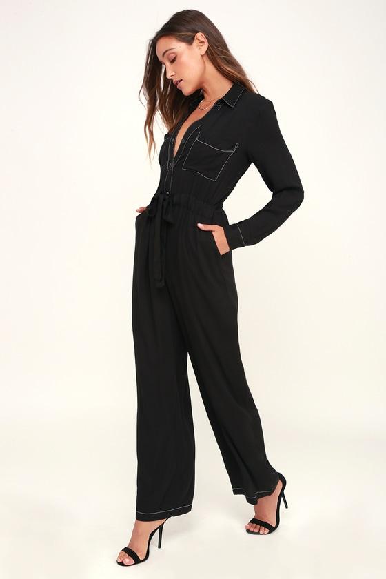 Lush Suit For The Moon Black Long Sleeve Jumpsuit | Lulus