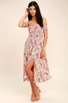 View From The Meadow Cream Floral Print Off-the-shoulder Dress | Lulus