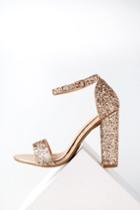 Bella Marie Perrie Rose Gold Glitter Ankle Strap Heels | Lulus