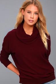 Z Supply Friend Of A Friend Burgundy Cowl Neck Sweater Top