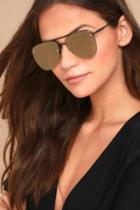 Le Specs | The Prince Matte Black And Gold Mirrored Sunglasses | 100% Uv Protection | Lulus