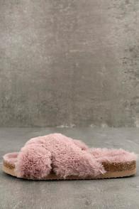 Bc Footwear Bc Footwear Myth Light Pink Faux Fur Slide Sandals
