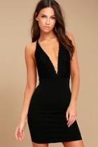 Lulus Sultry Nights Black Lace Bodycon Dress