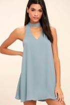 Lulus | Groove Thing Slate Blue Swing Dress | Size X-small | 100% Polyester