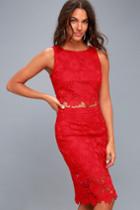 Look At Me Wow Red Lace Two-piece Dress | Lulus