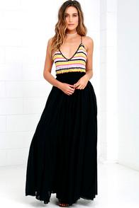Raga X Lulus Private Island Black Crochet Maxi Dress