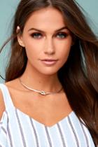 Lulus Lover's Knot Silver Choker Necklace