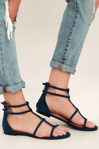 Betani Jayne Navy Suede Gladiator Sandals