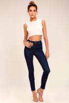 Rollas Eastcoast Dark Wash High-waisted Ankle Skinny Jeans