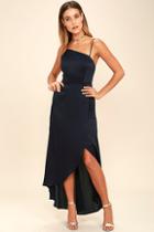 Lulus Open Arms Navy Blue High-low Dress