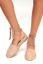 Steve Madden Mesa Nude Suede Lace-up Espadrille Flats | Lulus