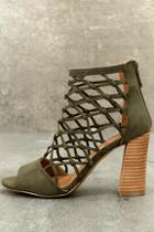 Report Mixie Olive Suede Caged Heels