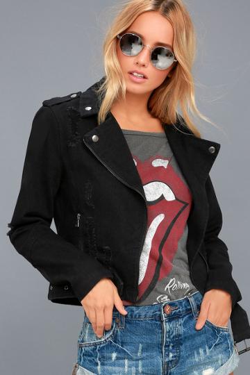 Veracci Revved Up Black Denim Moto Jacket | Lulus