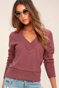 Rd International Playful Place Washed Burgundy Cropped Sweatshirt
