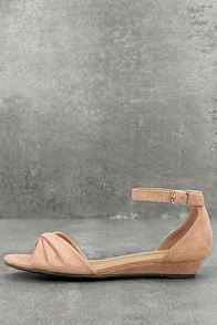 Breckelle's Maryanna Blush Suede Wedge Sandals
