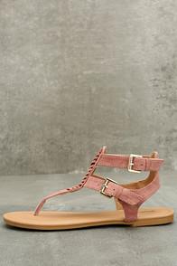 Qupid Draya Mauve Suede Flat Sandals