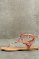 Qupid Draya Mauve Suede Flat Sandals