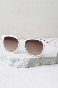 Lulus Look At Me Gold And White Sunglasses