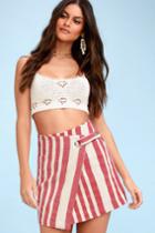 Free People It's A Wrap Red Striped Wrap Mini Skirt | Lulus