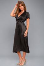 Billabong Lusty Weekend Black Wrap Midi Dress | Lulus