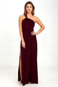 Lulus Graceful Goddess Plum Purple One Shoulder Maxi Dress
