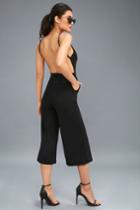 Set To Go Black Backless Culotte Jumpsuit | Lulus