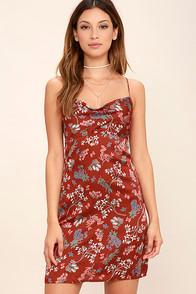Lulus Million Reasons Rust Red Floral Print Dress