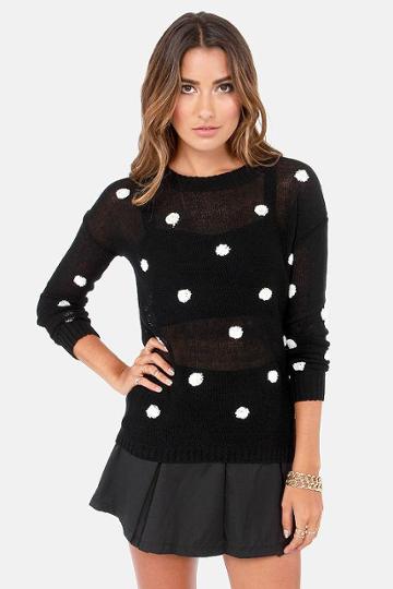 Dot's All She Wrote Black Polka Dot Sweater