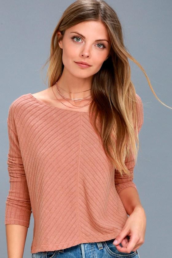 Billabong First Glance Rusty Rose Sweater Top | Lulus