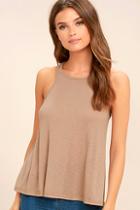 Free People La Nite Light Brown Tank Top