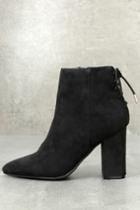 Bamboo Amaia Black Suede Lace-up Ankle Booties | Lulus