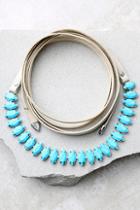 Lulus Same Wavelength Beige And Turquoise Wrap Necklace