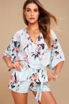 Paraiso Light Blue Print Romper | Lulus