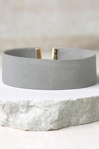 Ettika Finishing Touch Grey Suede Choker Necklace