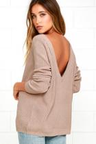 Lulus Just For You Light Brown Backless Sweater