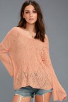 Verty Hanover Peach Bell Sleeve Sweater | Lulus