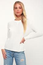 Rvca Cited White Long Sleeve Thermal Top | Lulus