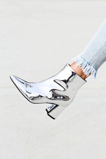 Cape Robbin Nebula Silver Patent Ankle Booties | Lulus