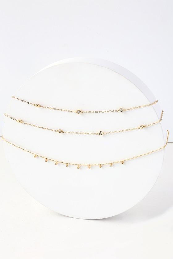 Catch A Glimpse Gold Rhinestone Layered Choker Necklace | Lulus