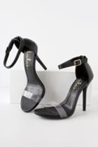 Elsi Pvc Black Ankle Strap Heels | Lulus