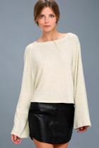 Project Social T Lillian Beige Long Sleeve Sweater Top