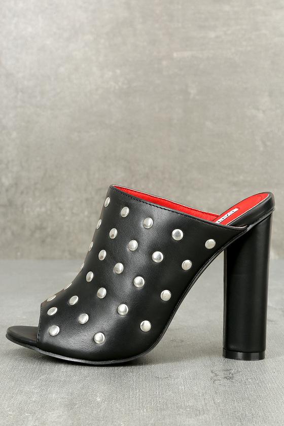 Cape Robbin | Adrie Black Studded Peep-toe Mules | Size 10 | Vegan Friendly | Lulus