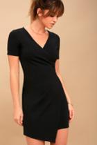 Lulus | Rowen Black Asymmetrical Bodycon Dress