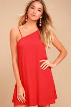 Lulus Nights In Paradise Coral Red Swing Dress