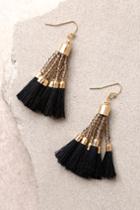 Lulus | Stylista Gold And Black Beaded Tassel Earrings